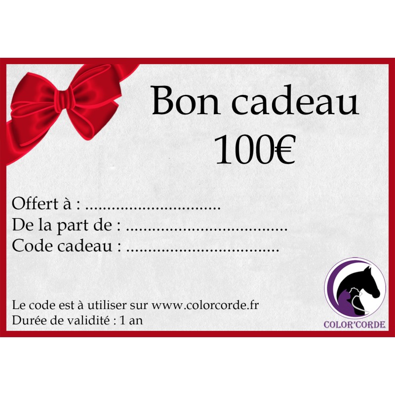 Bon cadeau colorcorde de 100€